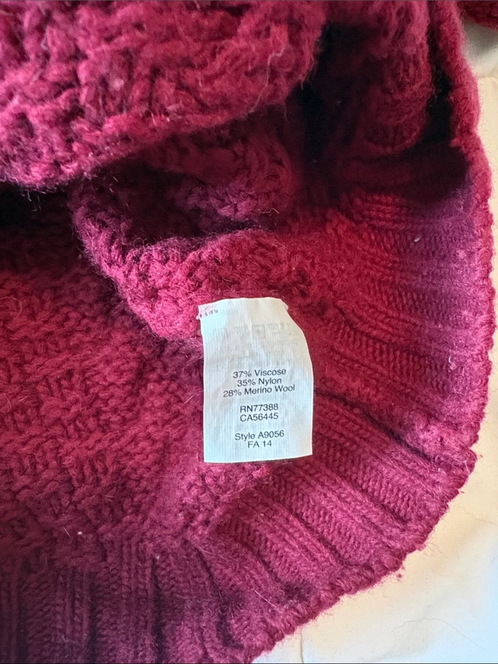 J. Crew Cable-Knit Crewneck Sweater in Burgundy